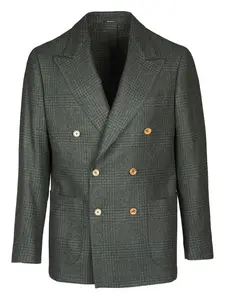 Двубортный пиджак в клетку Sartorio Napoli, серый