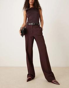 Классический брючный костюм Mango Bergen в тонкую бордовую полоску