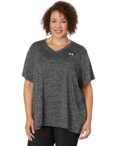 Футболка Under Armour Plus Size Tech Short Sleeve V-Neck Twist, черный/белый