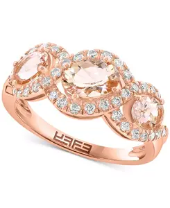 Эффектное кольцо с морганитом Эффи (1-3/8 карата) и бриллиантом (1/3 карата) из 14-каратного розового золота Effy Collection, morganite