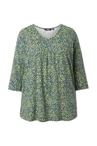 Ulla Popken Блуза в цветах лайм и петрол