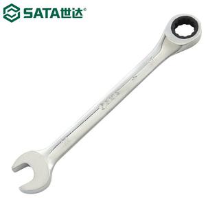 SATA 43226 Ключ с храповым механизмом с фиксированной головкой, ключ для цветения сливы, открывающийся для цветения сливы, быстрый ключ двойного назначения, полностью полированный, хром-ванадиевая сталь с высоким крутящим моментом, 46 мм