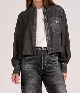 ELAN Рубашка с длинными рукавами на пуговицах, серого цвета