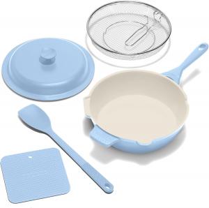 Сковорода Granitestone ZUKA комплект 10 в 1 с крышкой 25 см, голубой