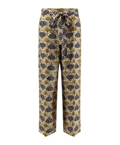Шелковые брюки разноцветные с поясом Max Mara, мультиколор