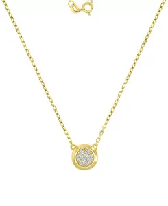 Ожерелье с подвеской в виде диска с кубическими цирконами, позолоченное серебро 14 карат, 18 дюймов Macy'S, yellow