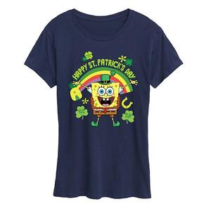 Женская футболка Spongebob Squarepants Happy St Patrick's Day Nickelodeon, Navy