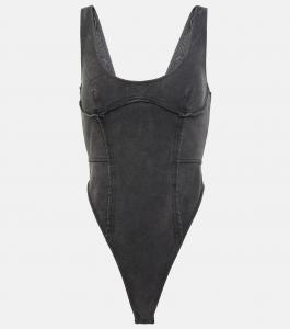 Боди из хлопкового джерси Acne Studios, Faded Black