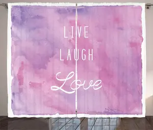 Штора ABAKUHAUS Живой смех, любовь, рустик, Мечтательный позитив, присборенная штора из тесьмы для спальни с петлями и крючками, 280 x 245 см, нежно-розовый, лавандово-белый Abakuhaus