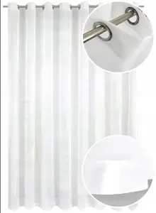 Белая вуалевая штора с декоративной отделкой - элегантная готовая штора на люверсах, фильтрующая свет и простая в уходе. NOW-ART