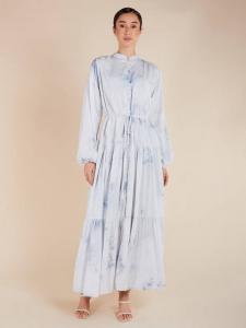 Мраморное многоярусное платье макси Aab, белый