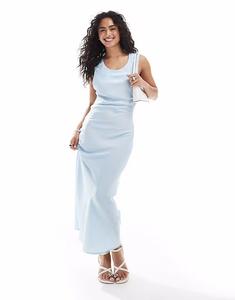 Платье макси из атласа JJXX с открытой спиной светло-голубого цвета