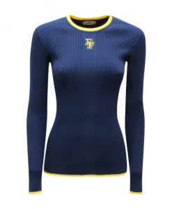 Элегантный свитер из вискозы и полиэстера Elisabetta Franchi, синий