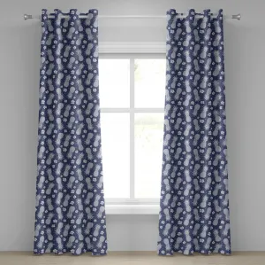 Шторы на люверсах с изображением фруктов ABAKUHAUS, экзотический цветок ананаса, винтажный летний праздничный ботанический дизайн, декоративная двухпанельная штора, 280 см x 225 см, лавандово-белый Abakuhaus