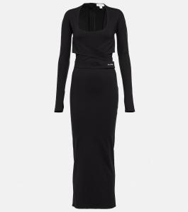 Платье миди из джерси ALAÏA, черный