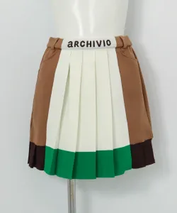 Вязаная плиссированная юбка в тон Archivio, цвет White X Green (195)