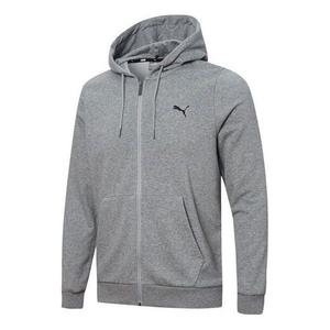 Куртка ess logo solid color hooded jacket gray Puma, серый