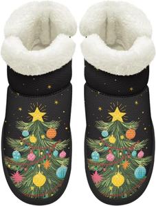 Сапоги KEIAHUAN EIAHUAN для женщин с меховым воротником, зимние теплые противоскользящие ботинки, удобные для улицы, Christmas Tree