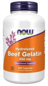 Говяжий желатин Now Foods Hydrolyzed Beef Gelatin, 550 мг, 200 капсул
