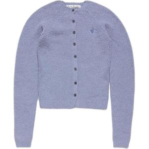 Acne Studios Женский трикотажный кардиган с круглым вырезом, стального синего цвета, средней толщины