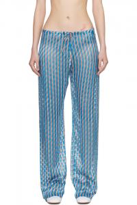 Dries Van Noten Синие брюки с резинкой, выполненные в технике деворе