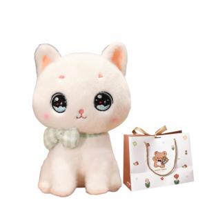 Милые плюшевые куклы Goody Cat высотой 22см/28см/35см OU DI PIG, White+Bear Shopping Bag