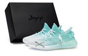 Yeezy Boost 350 V2 Низкие Повседневные Кроссовки Unisex Белый Голубой Adidas Originals