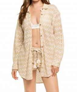 Кабана поло в полоску на пуговицах бежевый Surf Gypsy