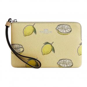 COACH Клатч Coated Canvas малый женский желто-зеленый