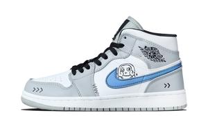 Jordan Air 1 Gray Blue Dimension устойчивые к истиранию мид-топ винтажные баскетбольные кроссовки unisex blue