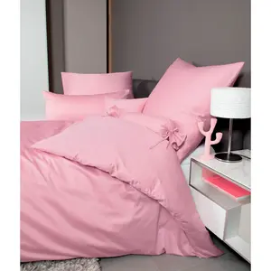 Постельное белье Janine «Colors 31001», (2 шт.), сатиновое качество Mako, изготовлено из 100% хлопка, постельное белье и наволочки на молнии, не требуют особого ухода, тонкая нить, сертифицирован MADE IN GREEN, цвет kreiderosé