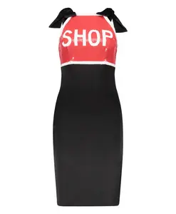 Блестящее мини-платье, расшитое пайетками, с бантом. Moschino, мультиколор