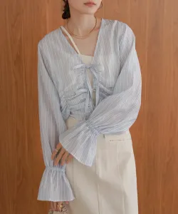 Блузка с рукавами-«конфетками» и сборками