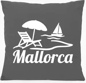 Подушка для дивана Huuraa Mallorca Spain Gift 40x40 см с наполнителем Steel Grey Cotton, сувенир Mallorca Hellweg Druckerei
