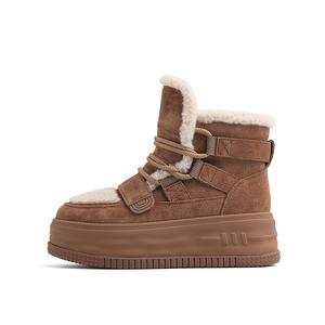 Теплые короткие зимние сапоги женские AQUASCUTUM, Earth Yellow