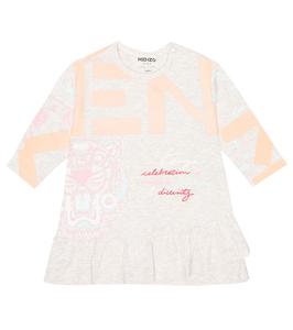 Детское платье с принтом и оборками Kenzo Kids, Grey Marl