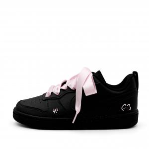 Nike Детские низкие скейтбордистские кроссовки Court Borough Meowth Butterfly из синтетической кожи, износостойкие, черные