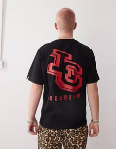Футболка из плотной ткани с принтом логотипа ICECREAM на спине черного цвета