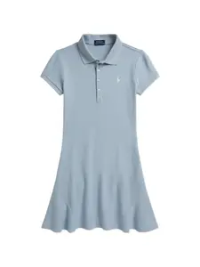 Платье с короткими рукавами и логотипом Polo Ralph Lauren Kids, синий