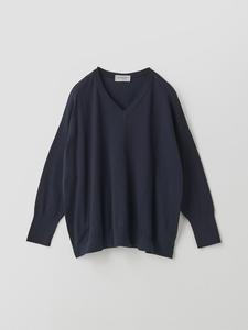 Хлопковый пуловер с V-образным вырезом, широкой вязки | S4831 | 30 г