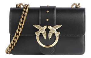 Гладкая кожаная сумка-ласточка через плечо миниатюрная женская черная PINKO