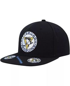 Мужская черная бейсболка Pittsburgh Penguins в винтажном стиле с застежкой-молнией Mitchell & Ness