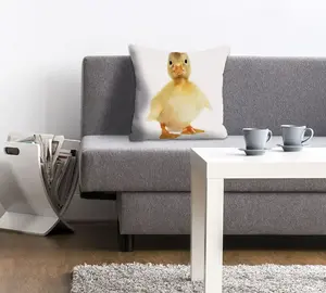 Декоративная подушка Queence "Мануэль", с уткой, чехол без наполнителя, 1 шт 40х40 см, цвет gelb + bedruckt