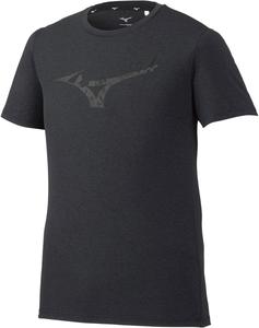 Футболка Mizuno 32MA0514 с графическим принтом, тренировочная одежда, большой логотип, влагоотводящая, быстросохнущая, сочетается с формой команд, черный