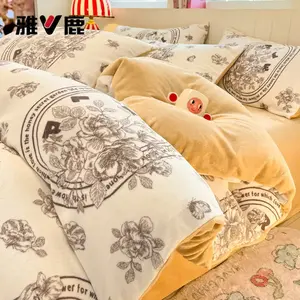 Yalu Пододеяльник 220х240 см из мягкого велюра, цвет Dream Flower Butterfly + Champagne Gold