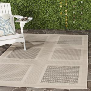 Ковер SAFAVIEH, 201 x 290 см, Washable Outdoor Courtyard Collection - Sand & Black, Non-Shedding & Easy Cleaning, идеальный для патио, заднего двора, прихожей (CY1928-3901)