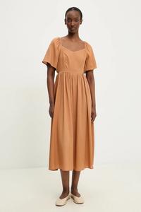Платье с льняной тканью Answear.Lab, коричневый