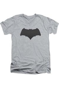 Футболка из хлопка премиум-класса с коротким рукавом и V-образным вырезом с логотипом Batman V Superman для взрослых Gildan, цвет athletic heather