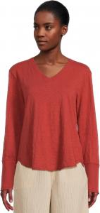 Топ Mod-o-doc Long Sleeve Waffle Mix V-Neck Top, Spiced Cider