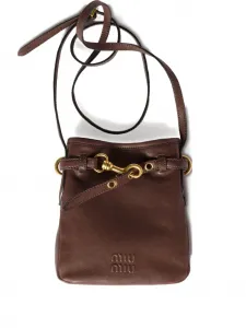 Клатч с тисненым логотипом MIU MIU, коричневый